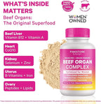 Pink Stork Beef Organ Supplement for Women | Grass-Fed Beef Liver Capsules with Iron, B12, CoQ10, Vitamin A | Primal Multivitamin for Female Hormone + Energy Support | 60 Capsules