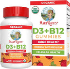 MARYRUTH'S Organic Vitamin D3 + B12 Gummies for Ages 4+ | Bone Health | Immune Support | Energy Metabolism | Cognitive Function | Vegan | Non-GMO | Gluten Free | 60 Servings | 2 Month Supply