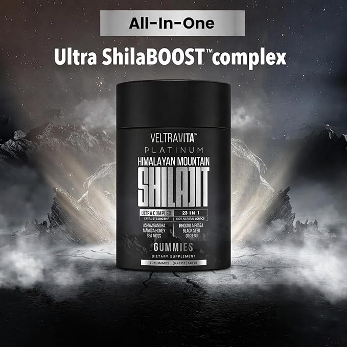 Himalayan Shilajit Gummies, 23-in-1 with Sea Moss, Ashwagandha, Tongkat Ali, Black Seed Oil & Rhodiola Rosea, Lab Tested, 60 Gummies