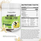 Metabolic Protein C-Plus, Whey Protein Powder & Shake Meal Replacement with Vitamin C, L-Glutamine & Digestive Enzymes, Low Carb Protein Drink, Support Metabolism, Energy & Gut health 1.1 lb, Vanilla