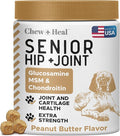 Glucosamine for Dogs Hip and Joint Supplement - 60 Soft Chews for Senior Dogs with Glucosamine, Chondroitin, MSM, and Omegas - For Mobility, Cartilage, and Joint Health - Peanut Butter Flavor