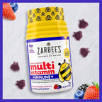 Zarbee's Complete Kids Multivitamin Gummies + Immune Support, Berry Flavor, Honey-Sweetened, Gluten-Free & Gelatin-Free, Vitamins A, C, D3, E, B6, B12, Folic Acid & B-Complex, 70 Count (Pack of 2)
