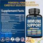 Immune Support Supplement 12 in 1 Complex with Vitamin C, D3, Zinc, Echinacea, Elderberry, Ginger, Turmeric. Immune Defend for Men & Women, Non-GMO, Gluten-Free, Vegan, USA