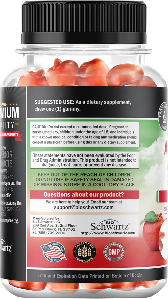 Apple Cider Vinegar Gummies for Weight Loss - ACV Gummies with The Mother for Women & Men - Energy Boost Bloat Digestive & Immune Support - Vitamin B12 B6 B 9 Folic Acid - Vegan Detox Cleanse -90Ct