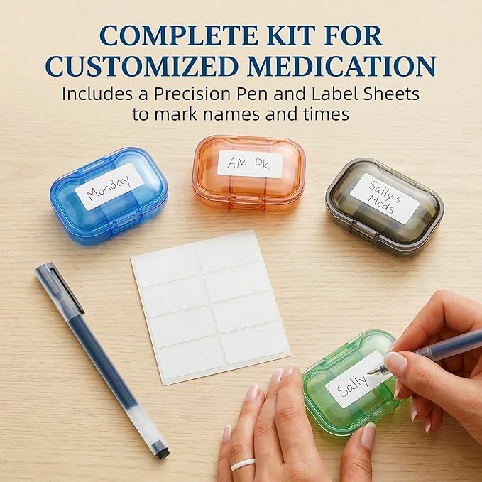 3 Pack 3 Compartment Small Pill Box, Portable Pill Case for Purse and Pocket, Moisture Proof Travel Pill Organizer for Medicine, Vitamins and Fish Oil, Small Pill Organizer Travel Case