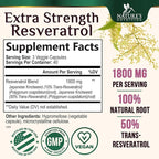 Resveratrol Supplement - 1800mg Per Serving Extra Strength Resveratrol Blend - Antioxidant Blend for Healthy Aging, Heart Health, Cellular Energy & Immune Support - Bottled in USA - 120 Capsules