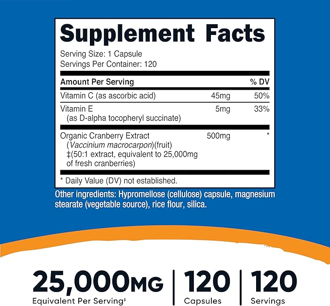 Nutricost Cranberry Extract 120 Capsules for 120 Servings Per Bottle (3 Pack) - with Vitamin C & Vitamin E