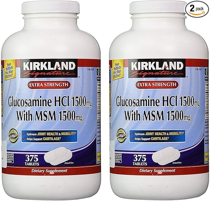 Kirkland Signature Glucosamine HCI (Pack of 2) Extra Strength with MSM (375 Count X 2)