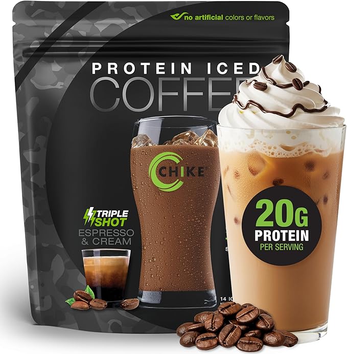 CHIKE Triple Shot Espresso & Cream Protein Iced Coffee, 20 G Protein, 3 Shots Espresso, 1 G Sugar, Keto Friendly and Gluten Free, 14 Servings (15.8 Ounce)…