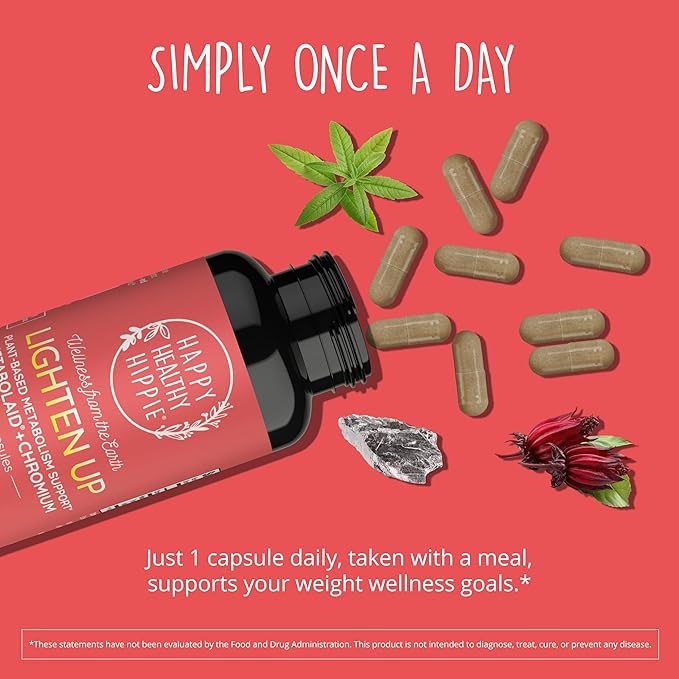 Happy Healthy Hippie GLP-1 Supplement (Metabolaid™ + Chromium) + Appetite Suppressant for Women | Metabolism Booster (AMPK) for Weight | Belly Fat Burner | Hunger & Cravings Control - 30 Vegan Caps