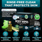 Travel Body Wipes for Men - 20 XL Shower Wipes for Adults Bathing No Rinse - Individually Wrapped 10”x10” Disposable Washcloths, Face Towels, Gym Mens Deodorant Sheets, Camping Essentials & Must Haves