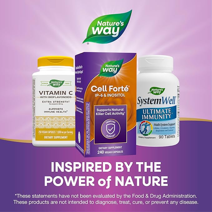 Nature's Way Cell Forté IP-6 & Inositol Immune Support Supplement with Calcium,Phosphorus,and Magnesium*,Gluten-Free,Vegan,240 Capsules (Packaging May Vary),(Pack of 2)