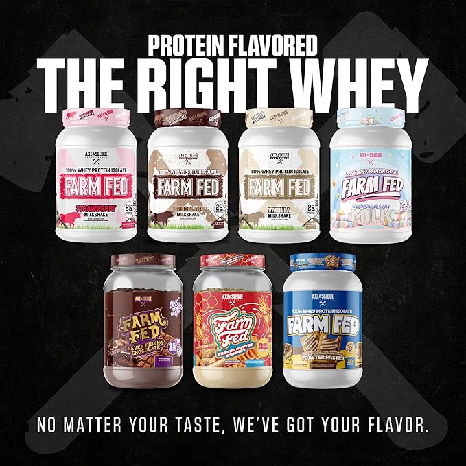Axe & Sledge Farm Fed 100% Whey Protein Isolate | 25g Protein | Low Carb, Low Sugar, Soy Free, Gluten Free | Protein Powder for Men and Women | Keto | Made in the USA | 28 Servings, Marshmallow Milk
