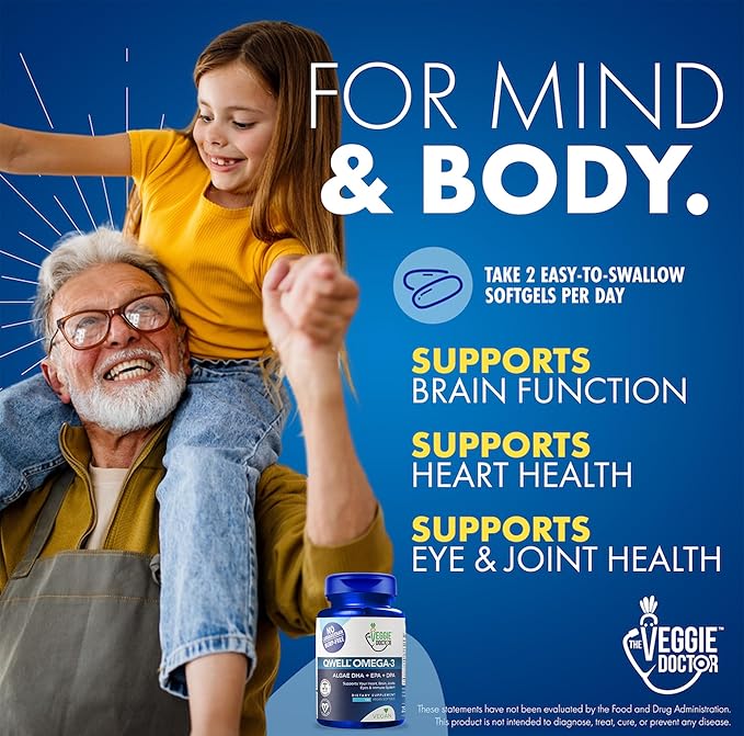 Vegan Omega 3 Supplement – Algae Omega 3 with DHA EPA DPA – Vegan Capsules from Algal – Fish Oil Alternative – Plant-Based Algae Oil Formula – Non-GMO, Carrageenan-Free (180 Capsules, 3 Month Supply)