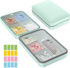Restree Weekly Pill Organizer 8 Compartment, [Triple Seal Magnetic Lock] Travel Pill Case with Labels & Inner Lid, Moisture Proof for Vitamins, Fish Oil, Supplements, Daily Meds – 7+1 Large (Green)
