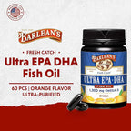 Barlean's Omega 3 Fish Oil Supplements, Supplement Softgels for Men and Women, 1300 mg Ultra EPA and DHA Fatty Acids, Orange Flavored, 60 Count