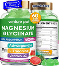 60 Day Supply Magnesium Glycinate 400mg Gummies with Ashwagandha, L-Theanine, CoQ10, Vitamin D3 & B6, Sugar Free Magnesium Gummies for Adults & Kids, Stress Relief, Sleep & Calm, Vegan, Gluten Free