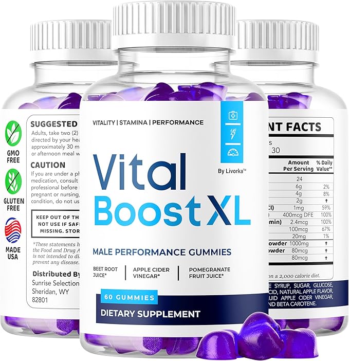 LIVORKA Vital Boost XL Gummies - Official VitalBoost XL Gummys for Men Premium Natural Ingredients - Maximum Strength, Advanced Formula Support for Overall Health & Wellness, 60 Gummies for 1 Month