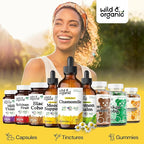 Wild & Organic Chamomile Flowers Drops - Add to Tea for Relaxation Support - 500 mg Chamomile Extract Liquid Drops - Calming Herbal Supplement - 56-Day Supply - Vegan, Sugar & Alcohol-Free - 4 fl oz