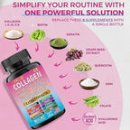 Collagen Supplement - Type I, II, III, V and X - with Biotin, Keratin, Hyaluronic Acid & 13+ Extra Strength Ingredients - （90 Capsules）