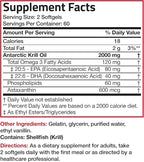 Bronson Antarctic Krill Oil 2000 mg with Omega-3s EPA, DHA, Astaxanthin and Phospholipids 120 Softgels (60 Servings)