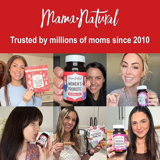 Mama Natural Hot Chocolate Multi Collagen Protein Powder, Made with Organic Cacao, Types 1, 2, 3, 4, 5, 10 Collagen Peptides Powder - Grass Fed Beef, Wild Fish Marine & USA Eggshell - 16 Servings
