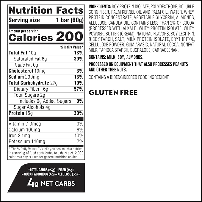 Atkins High Protein Bars, Brownie Delight Flavor, 15g of Protein, 4g Net Carbs, Keto Protein Bars, Low Sugar, 4 Count