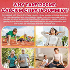 Calcium Citrate Gummies - 1200mg Calcium Gummies Supplements for Women & Men with Vitamin D3, K2, Magnesium, Zinc High Absorption for Bone, Muscle & Immune Support, Strawberry Flavor, 120 Count
