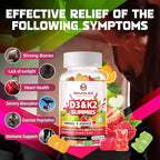 Natures Aid Sugar-Free Vitamin D3 K2 Gummies with Calcium + K2 (MK-7), Magnesium Citrate, Vitamin C, Extra Strength - Ultimate Absorption for Bone Muscle Teeth Immune, Vegan - 60 Gummies