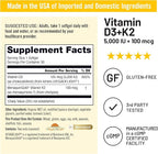 NatureWise Vegan Vitamin D3 + K2 with Organic Coconut MCT Oil - Natural D3 5000IU + Natural K2 100mcg - High Absorption Bone Support - Soy & Gluten Free - USA Manufactured - 30 Softgels[30-Day Supply]
