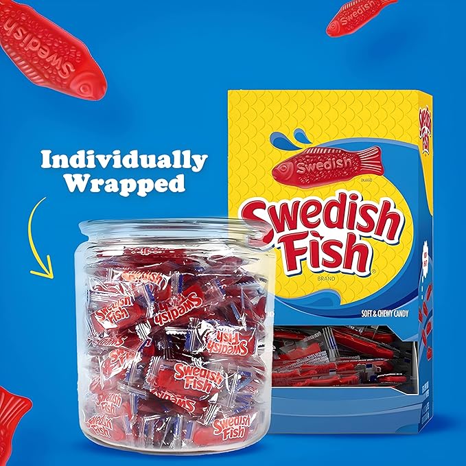 SWEDISH FISH Individually Wrapped Soft & Chewy Gummy Candy, Bulk Candy, 240 Count Box