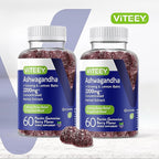 Viteey Ashwagandha Gummies with Ginseng & Lemon Balm - Mood, Calm & Stress Support Ashwagandha Supplements - Vegan, Gluten-Free - 120 Count