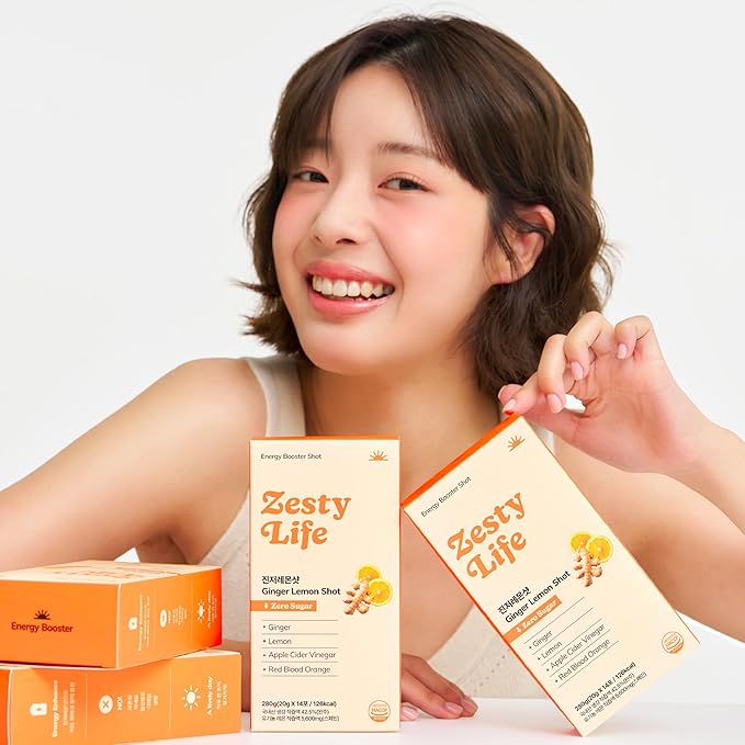 Glow Shine Zesty Life. Pantry-stable Ginger lemon shots | 70.5% Korean ginger & Spain lemon. Travel-ready shots. Balanced with red grapefruit, apple cider vinegar, and turmeric extract. No added sugar or additives. 0.65Fl Oz (Pack of 14)