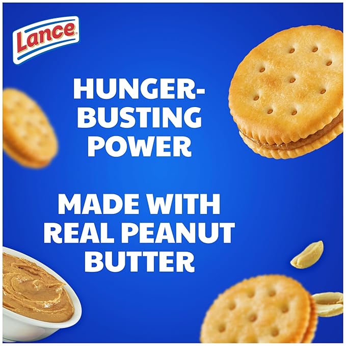 Lance Sandwich Crackers, Malt with Peanut Butter, 10 Individually Wrapped Packs, 6 Sandwiches Each