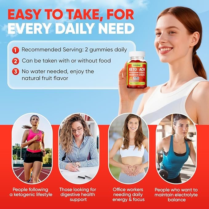 Keto ACV Gummies, 8-in-1 500mg Apple Cider Vinegar Supplement with Vitamin B12, Potassium & Magnesium Citrate, Beet Root & Pomegranate, Supports Healthy Digestion & Energy, 60 Gummies