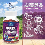 Energy Gummies - Vitamin B12 1000 mcg Per Serving - Daily Energy Gummy with Natural Caffeine from Green Tea, Berry Flavor B12 Chewable Exercise Supplement for Running Cycling & Sports - 60 Gummies