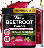 VitaUp Beet Root Powder 8 in 1 – USA Made Beets Powder Supplements with Grape Seed, Hawthorn, Coq10 – with Organic Beetroot for Energy & Circulation Support – Non-GMO, 30 Serving