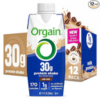 Orgain 30g High Protein Shake, Café Latte, 5g BCAAs, 1g Sugar Per Serving, Caffeine from 1 Cup of Coffee, Milk Isolate, Meal Replacement, Ready to Drink, Keto Friendly, Gluten-Free 11 Fl Oz (12 Pack)