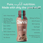 OWYN Only What You Need Double Shot Mocha Latte Flavored Protein Shake, 20g Protein, 0g Sugar, 3g Fiber, 180mg Caffeine, Dairy Free, Plant Based Protein Drink, 12 Count