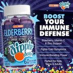 Vital+Boon - Elderberry Gummies with Vitamin C & Zinc (120 Gummies)| Immune Defense Supplement with Natural Flavors | Pectin Fruit Gluten Free Immune System Booster Gummies for Adults