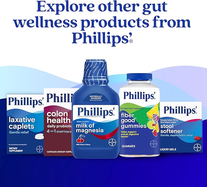 Phillips' Colon Health Daily Probiotic Capsules, 4-in-1 Symptom Defense to help defend against Occasional Gas, Bloating, Constipation, and Diarrhea, Daily Supplement, 60 Count