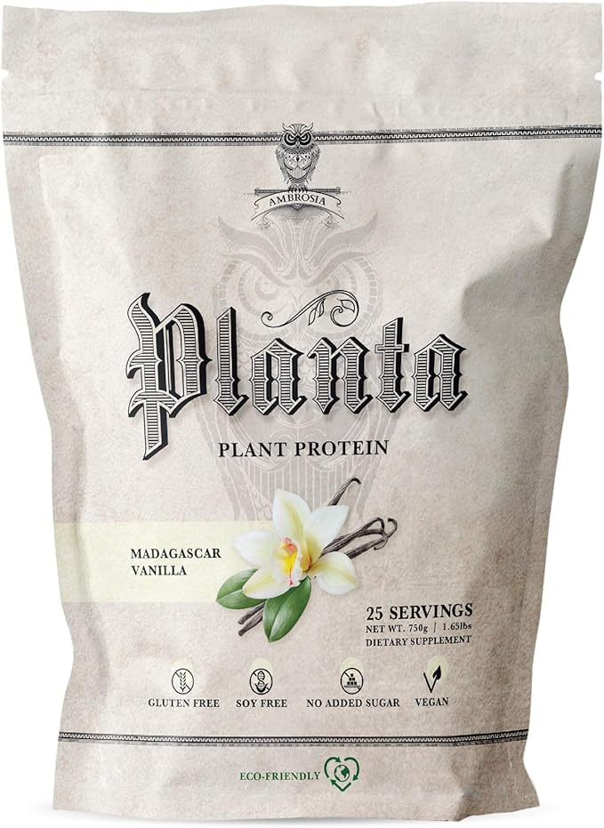 Ambrosia Planta - Plant-Based Protein Powder 20g | Dairy Free Vegan Protein Powder with BCAA Amino Acids | Keto-Friendly, No Added Sugar | 25 Servings | Vanilla