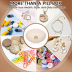 iplusmile Travel Pill Organizer for Purse, Aesthetic Daily Pill Case with 4 Compartments, Moisture Proof Portable Medicine Box for Large Vitamins, Fish Oil & Supplements (Beige)