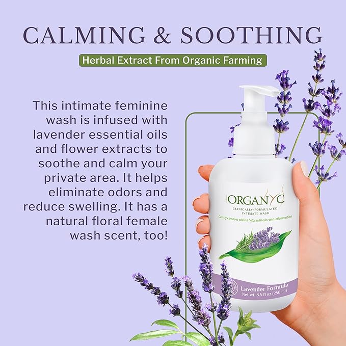 Organyc Feminine Intimate Wash for Sensitive Skin, 250 ml, pH-Balanced Cleanser with Organic Lavender & Botanical Extracts