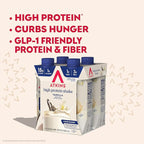 Atkins Vanilla High Protein Shake, 15g Protein, Low Glycemic, Low Carb and Low Sugar Protein Shakes, Keto Friendly Ready to Drink Shakes, 12 Vanilla Flavored Protein Shakes