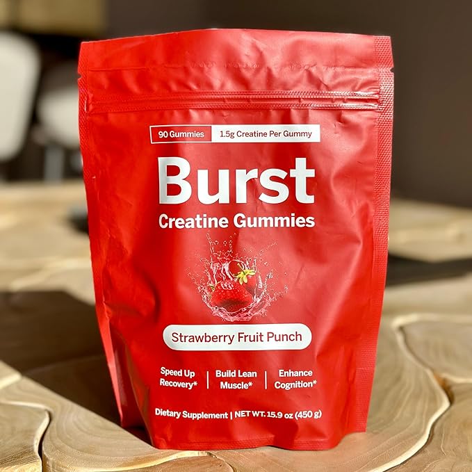 Creatine Monohydrate Gummies - 1.5g of Creatine Per Gummy - Build Muscle, Recover Faster, Enhance Cognition - Strawberry Flavor - 90ct