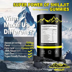 Shilajit Gummies,Pure Shilaljit Gummies,No Added Sugar,Non-GMO,Natural Organic,Ashwagandha, Gokshura | Fulvic Acid & 85+ Trace Minerals for Men- 60 Gummies(Individually Wrapped)