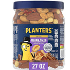 PLANTERS Mixed Nuts, Salted, 27 oz, Resealable Jar - Salted Nuts with Less than 50% Peanuts (*Nuts are Measured by Weight), Almonds, Cashews, Hazelnuts & Pecans - Kosher