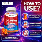 L-Lysine 1000mg Gummies - Supports Skin, Lip, Vegan, Gluten Free, 60 Chewable Lysine for Adults, Vitamins Tissue Health & Immune System, Amino Acid Vitamin Supplement & Complex Supplements (3 Pack)