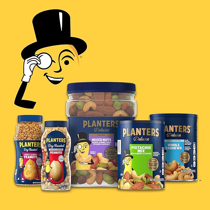 PLANTERS Salted Cashew Halves & Pieces, Party Snacks, Plant-Based Protein 8oz (1 Canister) (Pack of 3)